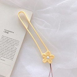 Jaune Champagne Dragonne en silicone, pour badge de clés de caméra de téléphone, fleur, jaune champagne, 10 cm