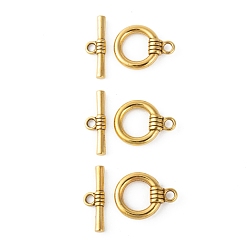 Antique Golden Tibetan Style Toggle Clasps, Cadmium Free & Nickel Free & Lead Free, Ring, Antique Golden, 18x13.8x2.5mm, Hole: 5mm