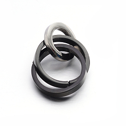 Gunmetal 304 Stainless Steel Interlocking Ring Pendants, Gunmetal, 37.5~38x21mm