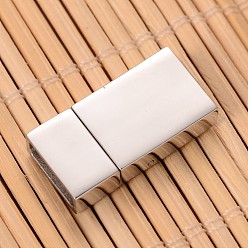 Stainless Steel Color Smooth Surface 304 Stainless Steel Rectangle Magnetic Clasps, Stainless Steel Color, 23x12x6mm, Hole: 3x10.5mm