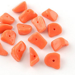 Coral Chip Imitation Gemstone Acrylic Beads, Coral, 19~28x14~19x6~13mm, Hole: 2mm, about 310pcs/500g