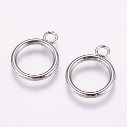 Stainless Steel Color 304 Stainless Steel Toggle Clasps, Ring, Stainless Steel Color, Ring: 21x16mm, Hole: 3mm, Bar: 22x3mm