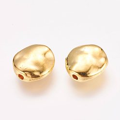 Golden Tibetan Style Alloy Beads, Cadmium Free & Nickel Free & Lead Free, Wavy Flat Round, Golden, 12x12x4mm, Hole: 1mm