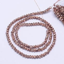 Dark Salmon Faceted Rondelle Transparent Painted Glass Beads Strands, Dark Salmon, 4x3mm, Hole: 1mm, about 125pcs/strand, 15 inch