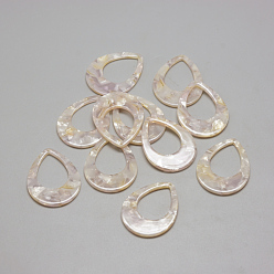 Lilac Cellulose Acetate(Resin) Pendants, teardrop, Lilac, 27x20.5x2.5mm, Hole: 1.5mm