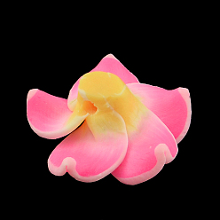 Hot Pink Handmade Polymer Clay 3D Flower Plumeria Beads, Hot Pink, 30x11mm, Hole: 2mm