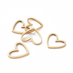 Real 18K Gold Plated 201 Stainless Steel Linking Rings, Laser Cut, Asymmetrical Heart, Real 18K Gold Plated, 10.5x13x1mm