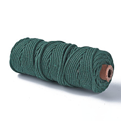 Dark Green Cotton String Threads, Macrame Cord, Decorative String Threads, for DIY Crafts, Gift Wrapping and Jewelry Making, Dark Green, 3mm, about 54.68 yards(50m)/roll