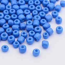 Bleu Dodger Cuisson de peinture perles de rocaille en verre, Dodger bleu, 6/0, 4~5x3~4mm, Trou: 1~2mm, environ450 pcs / 50 g, 50 g / sac, 18sacs/2livre