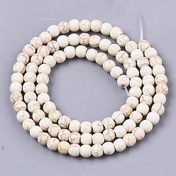 Magnésite Perles de magnesite synthetiques, ronde, 4mm, Trou: 1mm, Environ 90 pcs/chapelet