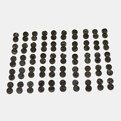 Black Electroplate Natural Druzy Crystal Cabochons, Flat Round, Dyed, Black, 8x3~6mm