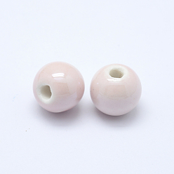 Lavender Blush Handmade Porcelain Beads, Pearlized, Round, Lavender Blush, 12mm, Hole: 2~3mm