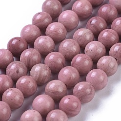 Rhodonite Natural Rhodonite Bead Strands, Round, 6mm, Hole: 1mm, about 60pcs/strand, 15.5 inch