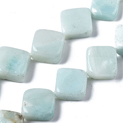 Amazonite Natural Amazonite Beads Strands, Rhombus, 12~15x12~15x4~5.5mm, Hole: 0.6mm, about 32pcs/strand, 15.67 inch(39.8cm)