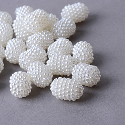 Creamy White Acrylic Imitation Pearl Beads, Berry Beads, Combined Beads, Column, Creamy White, 15x10.5mm, Hole: 1.5mm, about 800pcs/500g