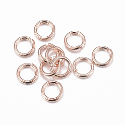 Rose Gold 304 Stainless Steel Jump Rings, Open Jump Rings, Rose Gold, 18 Gauge, 6x1mm, Inner Diameter: 4mm