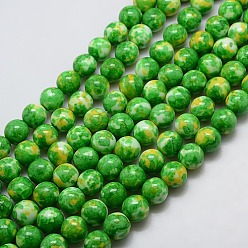 Lime Vert Océan synthétique perles de jade blanc brins, teint, ronde, lime green, 8mm, Trou: 1mm, Environ 52 pcs/chapelet, 15.35 pouce