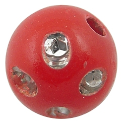 Красный Непрозрачные акриловые бусины, металла обвитые, круглые, красные, 8 мм, Отверстие : 2 мм , около 2300 шт / 500 г