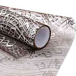 Noir Rubans de maille déco imprimés note de musique de couleur argentée, tissu de tulle, pour la décoration de la maison de fête, noir, 10.82~11.02 pouce (27.5~28 cm), 5 yards / rouleau
