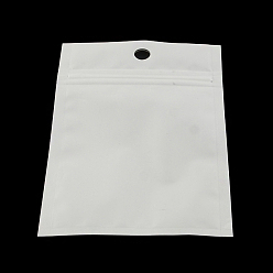 White Pearl Film Plastic Zip Lock Bags, Resealable Packaging Bags, with Hang Hole, Top Seal, Self Seal Bag, Rectangle, White, 24x16cm, inner measure: 20x14.5cm