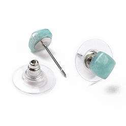 Amazonite Natural Amazonite Ear Studs, with 304 Stainless Steel Ear Studs, 15.5x6x6mm, Pin: 0.6mm