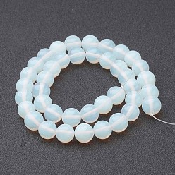 White Opalite Beads Strand, Round, Milk White, 10mm, Hole: 1.5mm, about 41pcs/strand, 16 inch