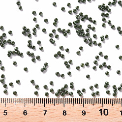 Olive 11/0 Grade A Round Glass Seed Beads, Baking Paint, Olive, 2.3x1.5mm, Hole: 1mm, about 48500pcs/pound