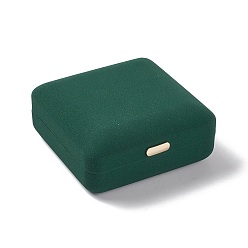 Темно-Зеленый Подарочные коробки браслетов из искусственной кожи, с железной короной, квадратный, темно-зеленый, 9.3x9.1x4.05 см, внутренний диаметр: 80x80 мм