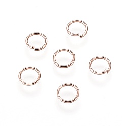 Rose Gold 304 Stainless Steel Open Jump Rings, Rose Gold, 22 Gauge, 5x0.6mm, Inner Diameter: 4mm