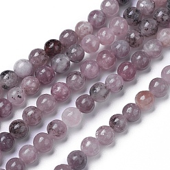 Lepidolite Natural Lepidolite/Purple Mica Beads Strands, Round, 6mm, Hole: 0.8mm, about 63~71pcs/strand, 14.2  inch~15.7 inch(36~40cm)