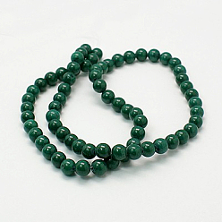 Green Natural Mashan Jade Round Beads Strands, Dyed, Green, 6mm, Hole: 1mm, about 69pcs/strand, 15.7 inch