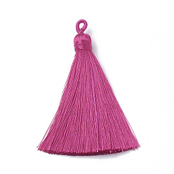 Medium Violet Red Polyester Tassel Big Pendants Decoration, Medium Violet Red, 80~90x8.5~9mm, Hole: 4x6mm