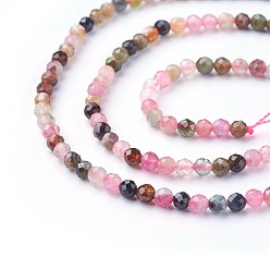 Colorful Natural Tourmaline Beads Strands, Faceted, Round, Colorful, 3mm, Hole: 0.5mm, about 115~130pcs/strand, 14.5~16.1 inch(37~41cm)