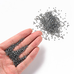 Gray Glass Seed Beads, Trans. Colours Lustered, Round, Gray, 2mm, Hole: 1mm, 30000pcs/pound