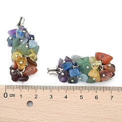 Смешанные камни Природных драгоценных камней подвески, с тибетскими вешалок стиля и латуни выводов, чакра, 50 мм, отверстие : 5 мм