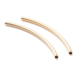 Real 24K Gold Plated Brass Tube Beads, Long-Lasting Plated, Curved Beads, Tube, Real 24K Gold Plated, 30x1.5mm, Hole: 1mm