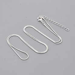 Silver Brass Square Snake Chain Necklace Making, with Lobster Claw Clasps, Silver Color Plated, 24.4 inch(62.2cm), 1mm
