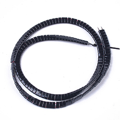 Черный Немагнитные синтетические гематитовые многожильные звенья, окрашенные распылением, несущие бусины с двумя отверстиями, для изготовления эластичных браслетов, прямоугольные, чёрные, 2x5x2 мм, отверстие : 0.6 мм, около 170 шт / нитка, 15.9 дюйм