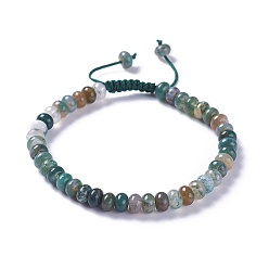 Agate Mousse Nylon réglable bracelets cordon tressé de perles, avec des perles d'agate de mousse naturelle, 2-1/4 pouces ~ 2-7/8 pouces (5.8~7.2 cm)
