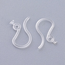 Clear Plastic Earring Hooks, Ear Wire, with Horizontal Loop, Clear, 13x7mm, Hole: 1mm