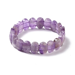 Amethyst Natural Amethyst Oval Beaded Stretch Bracelet, Gemstone Jewelry for Women, Inner Diameter: 2-1/8 inch(5.4~5.5cm)