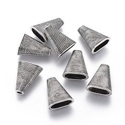 Antique Silver Tibetan Style Bead Cones, Triangle, Cadmium Free & Nickel Free & Lead Free, Antique Silver, 23x19x9mm, Hole: 4x2mm, Inner Size: 15x7mm