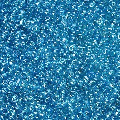 Light Blue Glass Seed Beads, Trans. Colours Lustered, Round, Light Blue, 2mm, Hole: 1mm, 30000pcs/pound