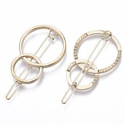 Golden Alloy Hollow Geometric Hair Pin, Ponytail Holder Statement, Hair Accessories for Women, Cadmium Free & Lead Free, Interlink Rings Shape, Golden, 47x32.5mm, Clip: 60mm long
