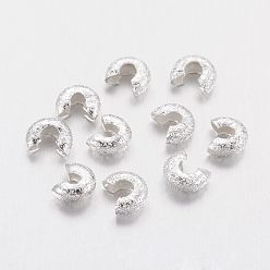 Silver Brass Crimp Beads Covers, Silver Color Plated, 3.2mm In Diameter, Hole: 1.2mm