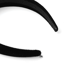 Noir Bandes de cheveux en plastique, avec un tissu en velours, noir, 110mm