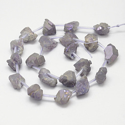 Amethyst Natural Amethyst Bead Strands, Nuggets, 8~16x7~14x6~14mm, Hole: 2mm, about 20pcs/strand, 15.7 inch(400mm)