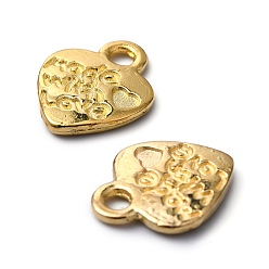 Golden Tibetan Style Alloy Pendants, Cadmium Free & Nickel Free & Lead Free, Valentine's Day, Heart with Made with Love, Golden, 12.2x10x1.8mm, Hole: 2mm