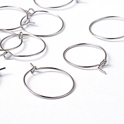 Platinum Brass Wine Glass Charm Rings, Hoop Earrings Findings, Nickel Free, Platinum, 20x0.8mm, 20 Gauge