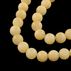 Yellow Jade Round Natural Yellow Jade Beads Strands, 8mm, Hole: 1mm, about 50pcs/strand, 15.7 inch